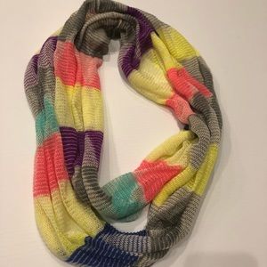 Lightweight Infinity scarf neon knit yellow,‎ gray, pink, mint green | OS